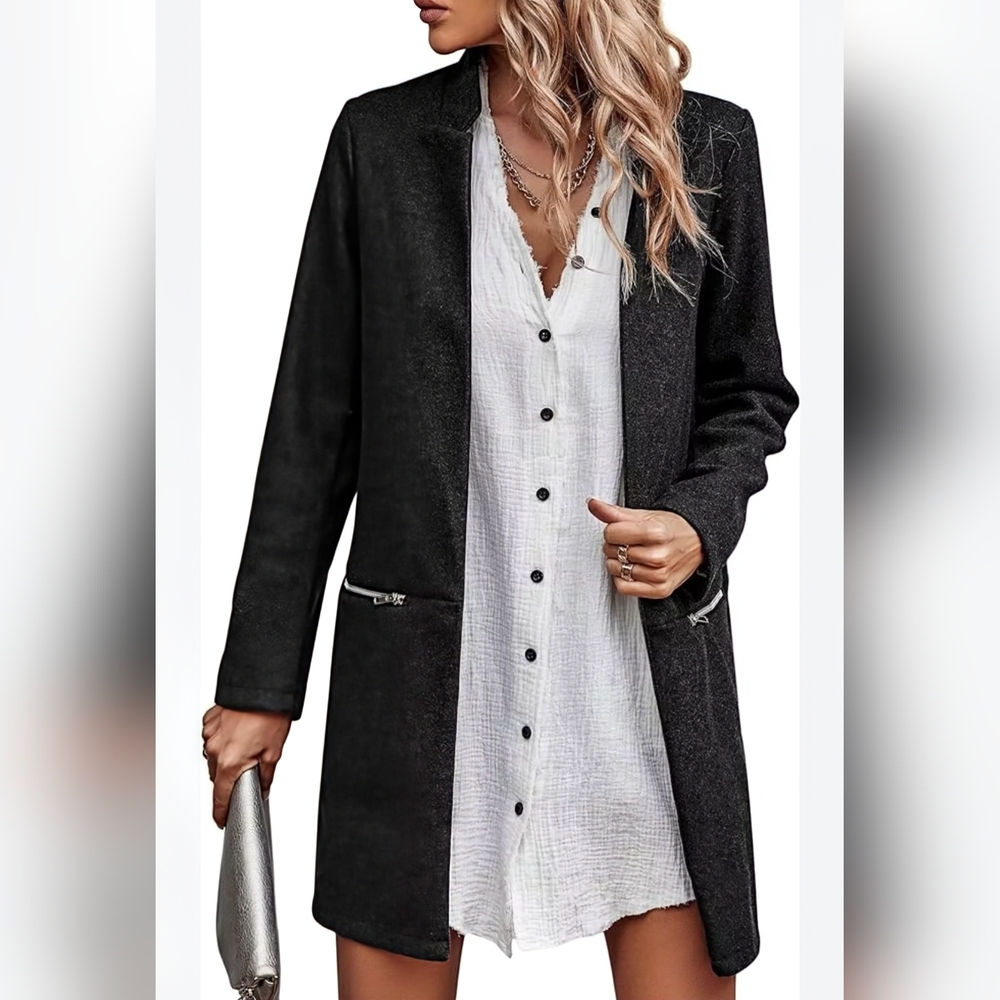 Angashion Lightweight Dark Gray Coatigan Cardigan Size M